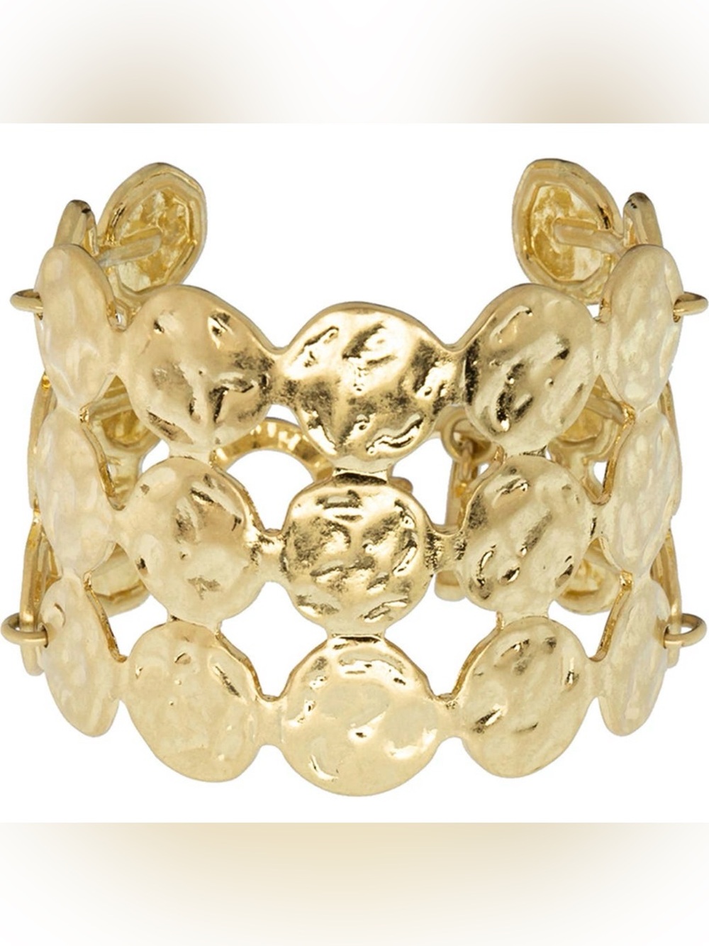 Marlyn Schiff Ophelia Gold Hammered Disc Cuff Bracelet new with dustbag